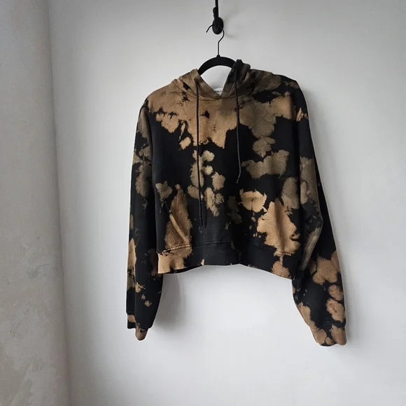 Cotton Citizen Black Brown Hues Tie-Dye Cropped Hooded Sweatshirt - Picture 4 of 15